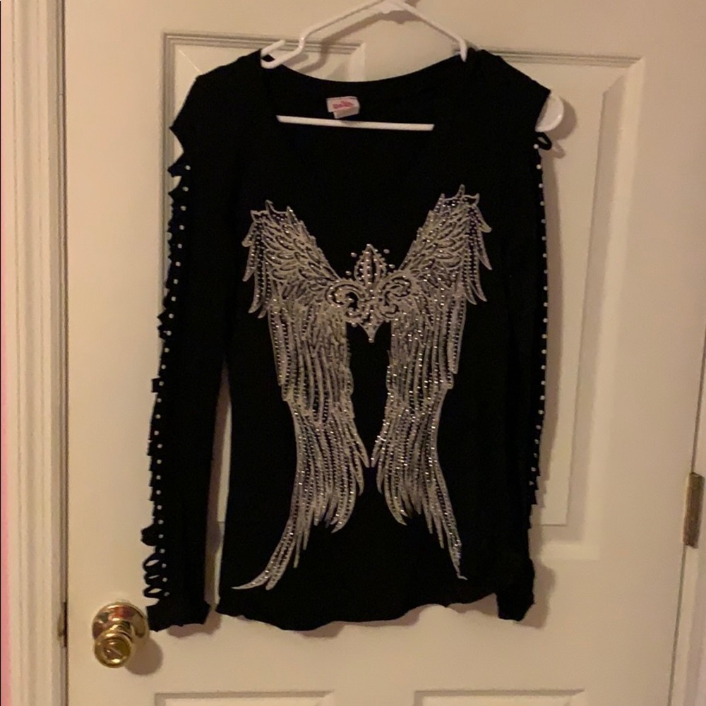 Embellishes long sleeve shirt